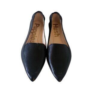 Hush Puppies Moyen Black Leather Pointed Toe Flats Elegant Comfort Shoes-7.5 M